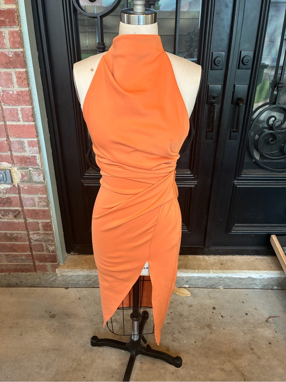 ASOS Orange One-Shoulder Ruched Midi Dress